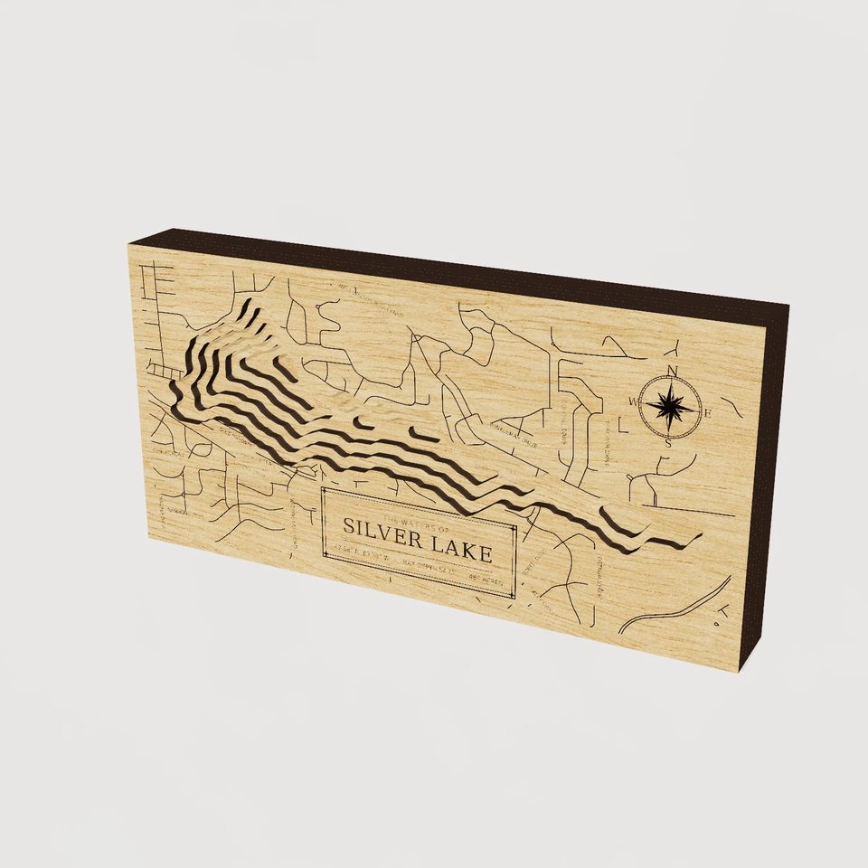 Silver Lake 3D wood map, hero view
