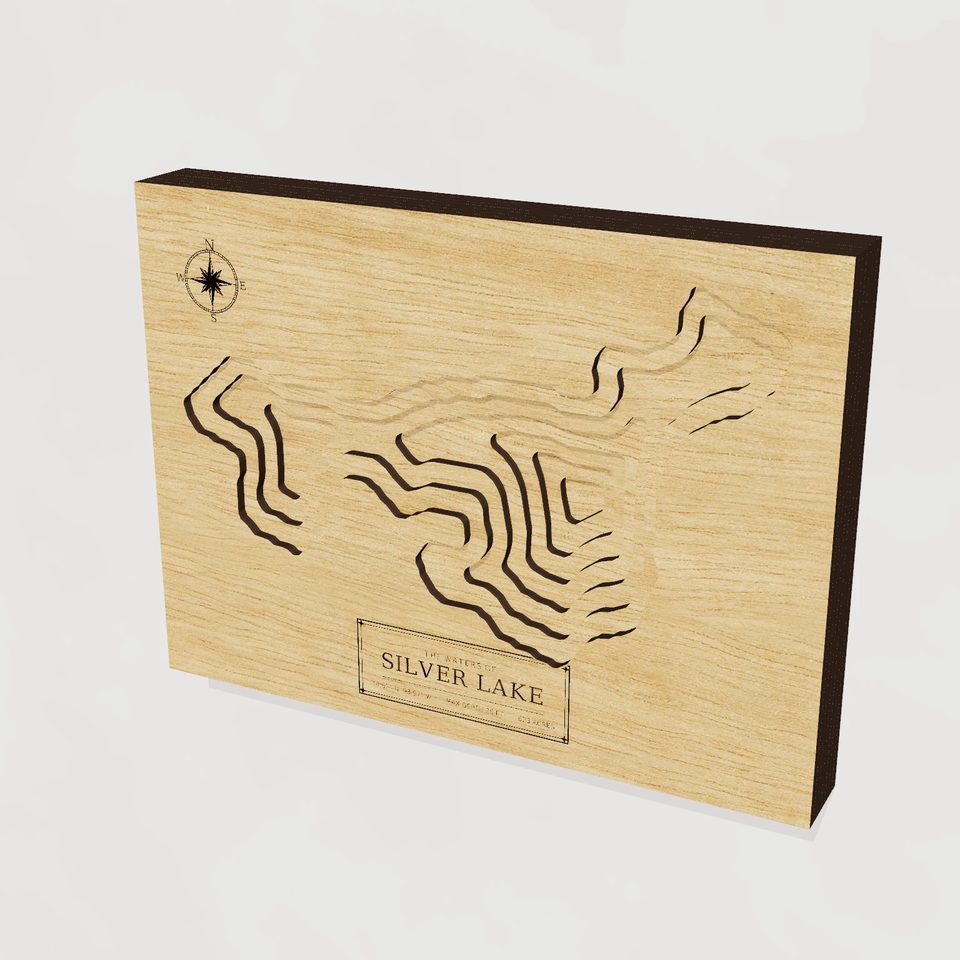 Silver Lake 3D wood map, hero view