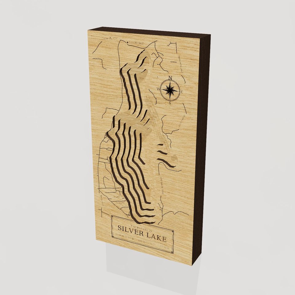 Silver Lake 3D wood map, hero view
