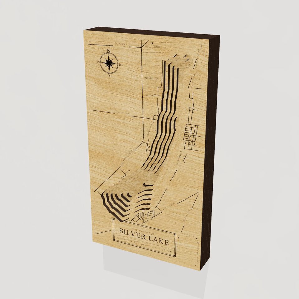 Silver Lake 3D wood map, hero view