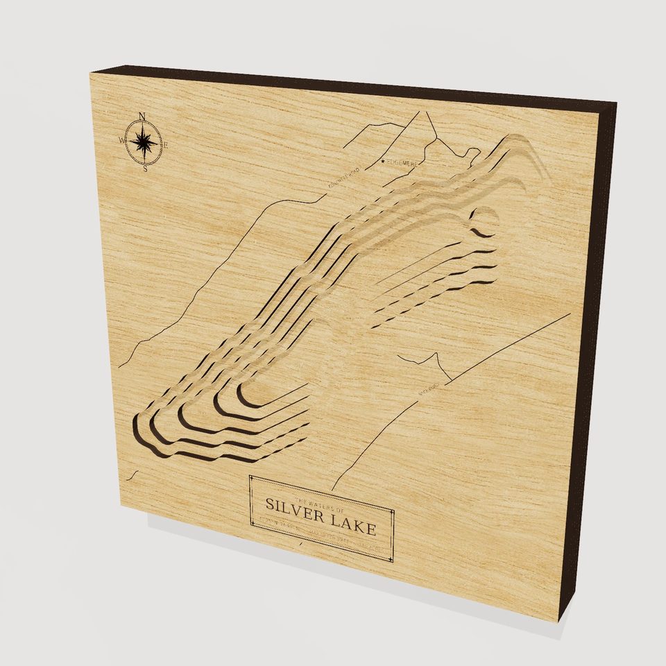 Silver Lake 3D wood map, hero view