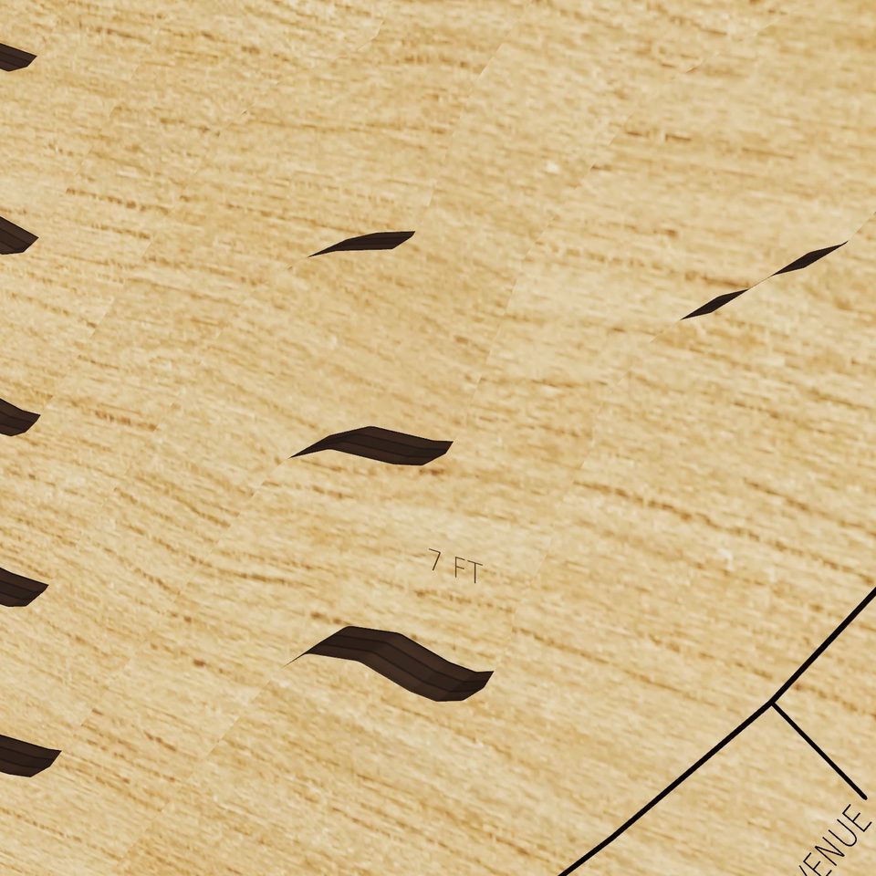 Silver Lake 3D wood map, detail view