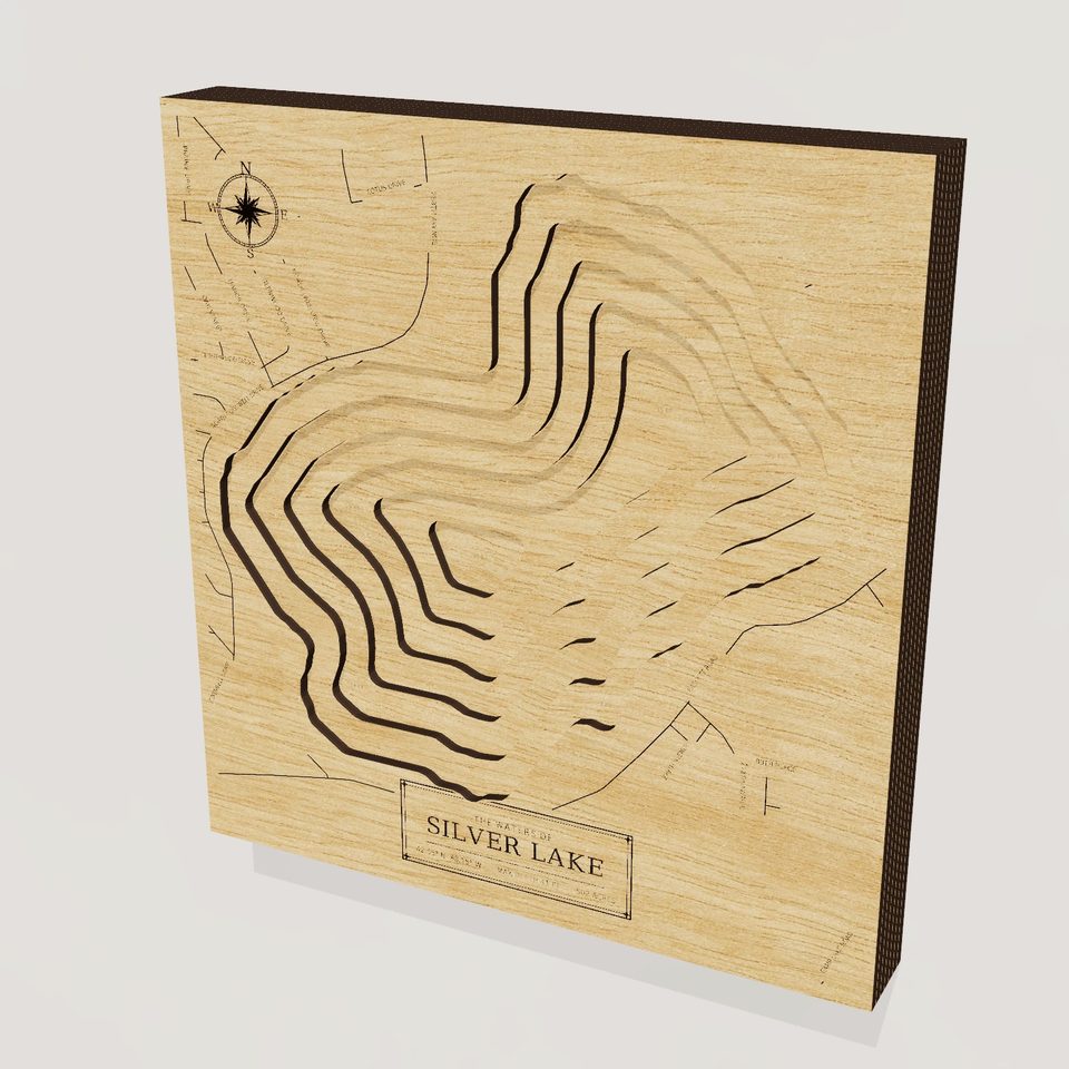 Silver Lake 3D wood map, hero view