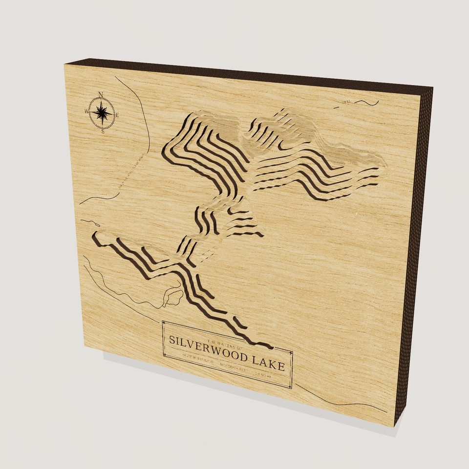 Silverwood Lake 3D wood map, hero view