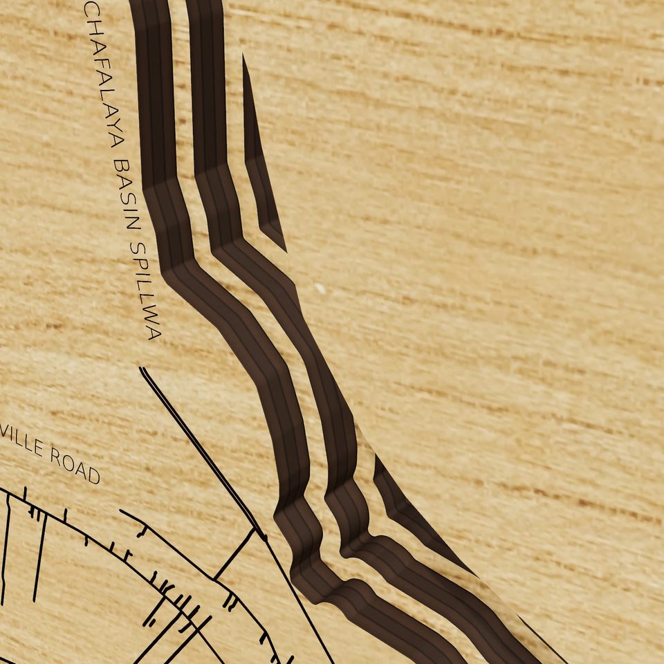 Sixmile Lake 3D wood map, detail view