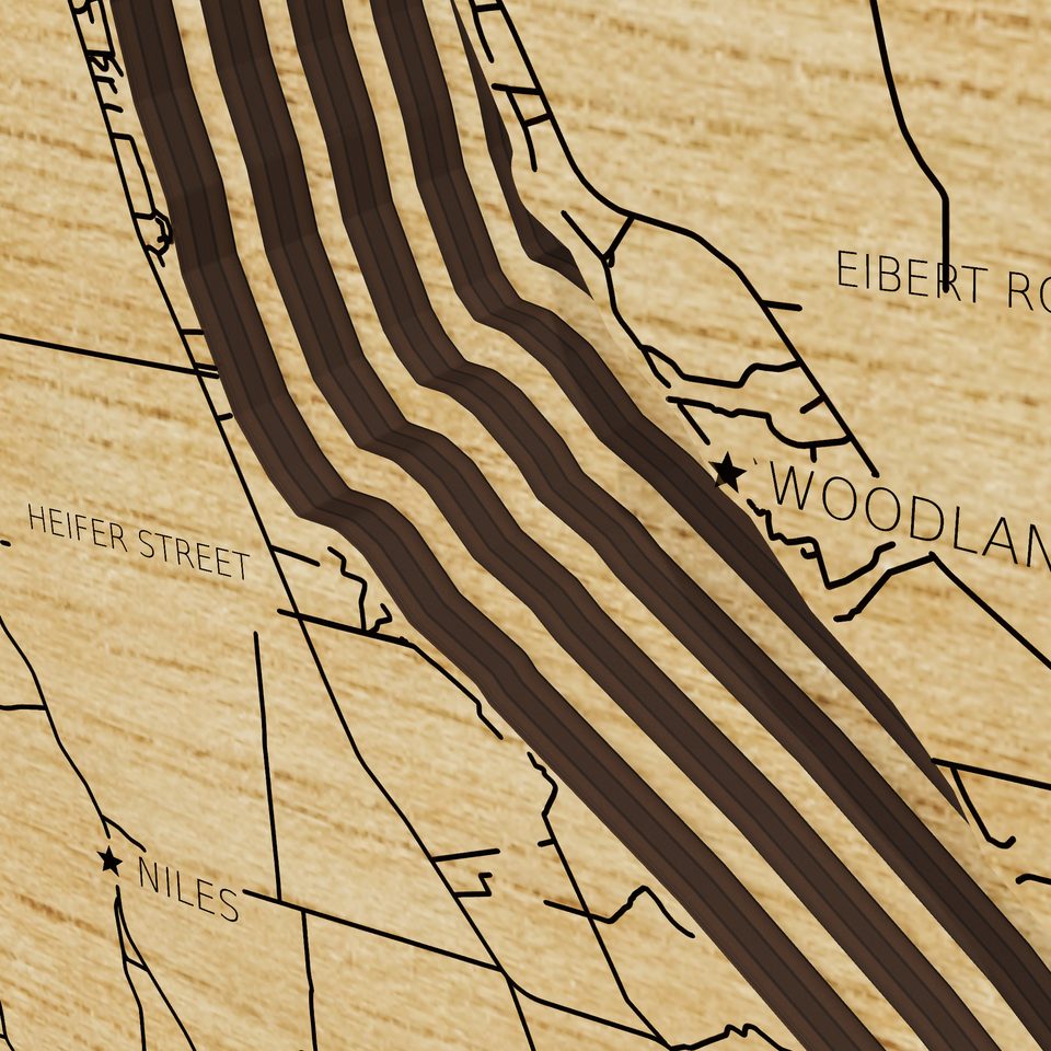 Skaneateles Lake 3D wood map, detail view