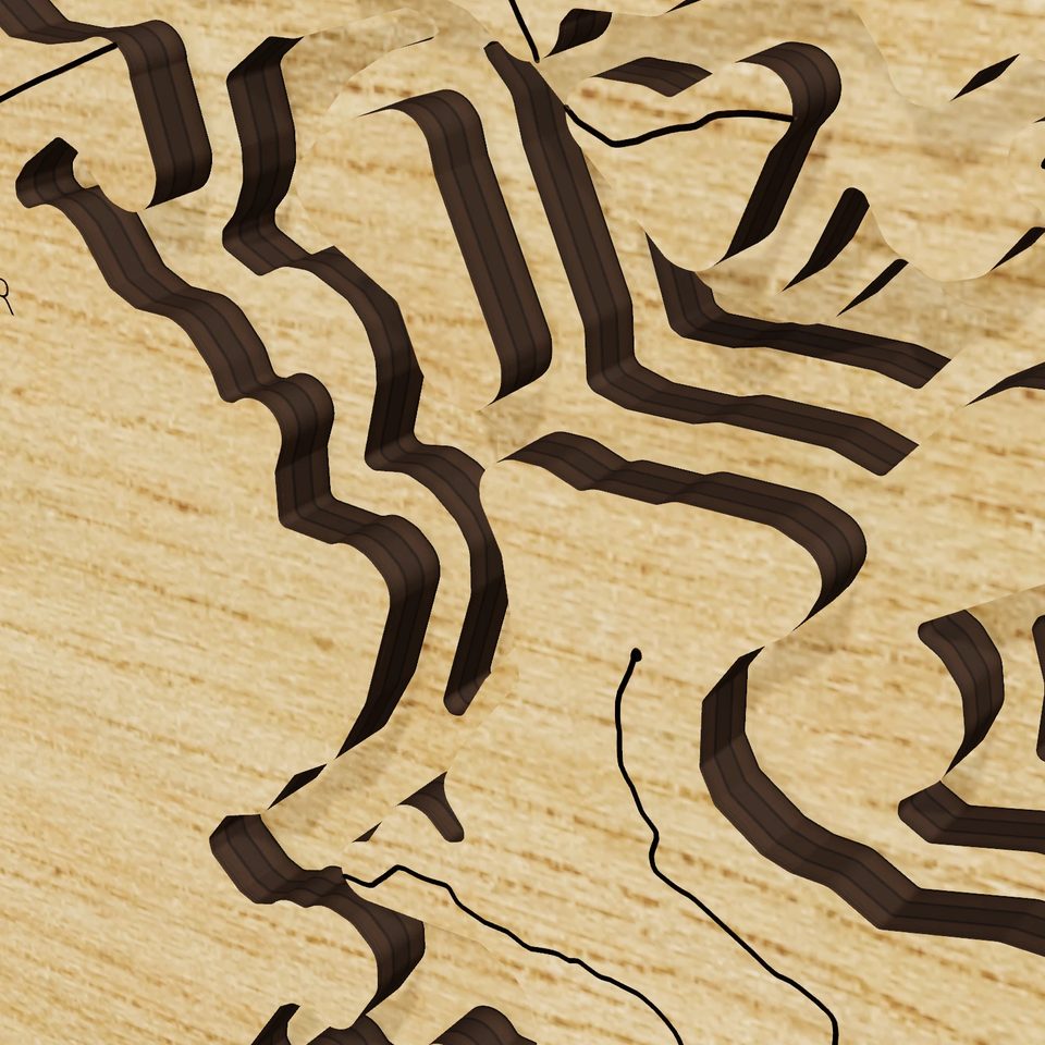Skiatook Lake 3D wood map, detail view