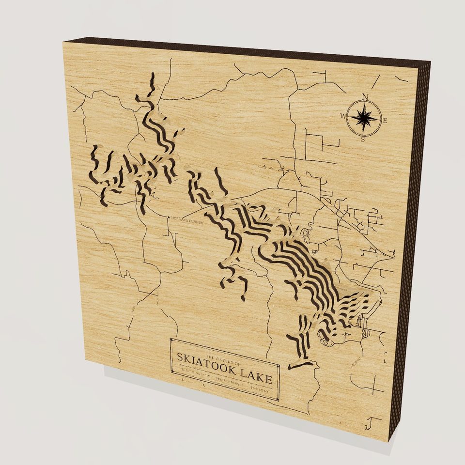Skiatook Lake 3D wood map, hero view