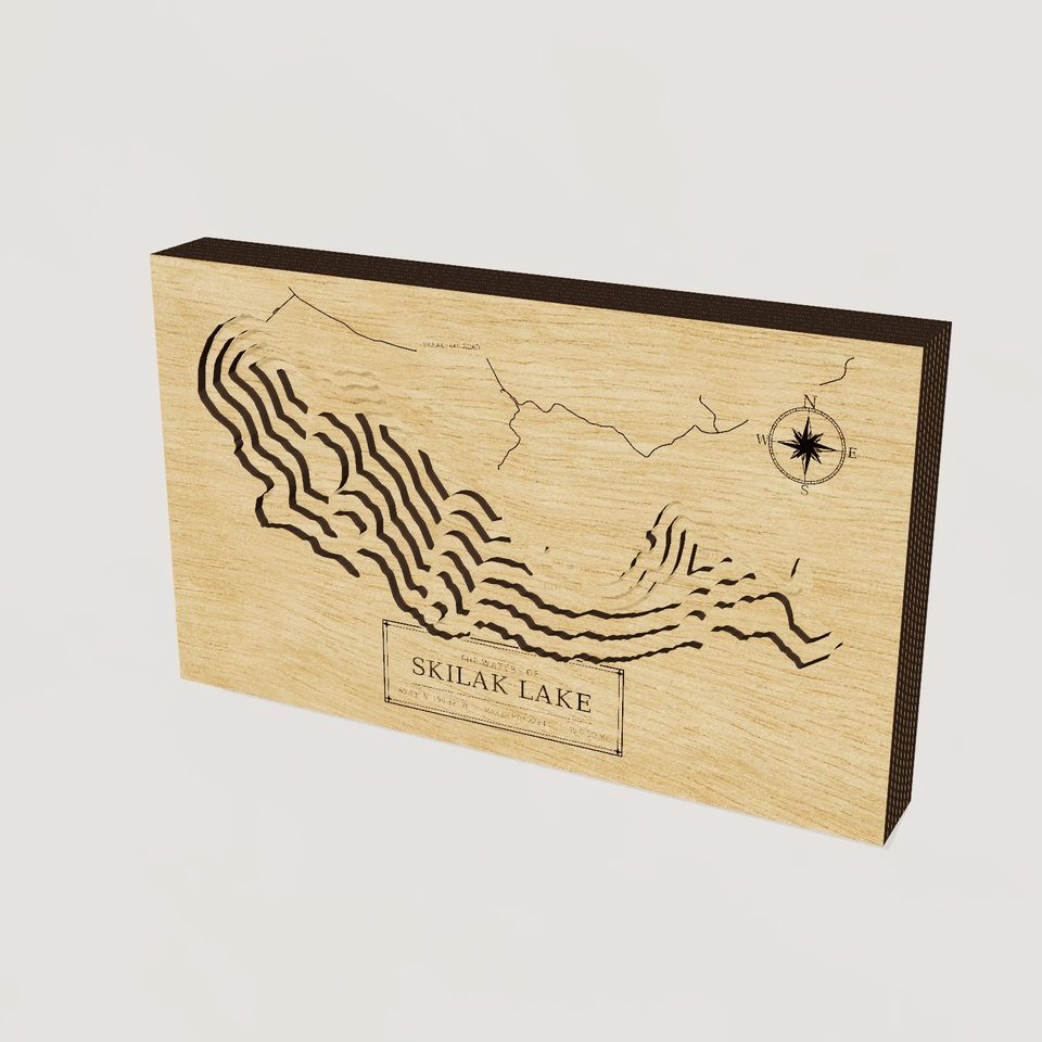 Skilak Lake 3D wood map, hero view