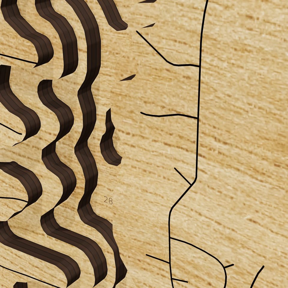Sleepy Hollow Lake 3D wood map, detail view