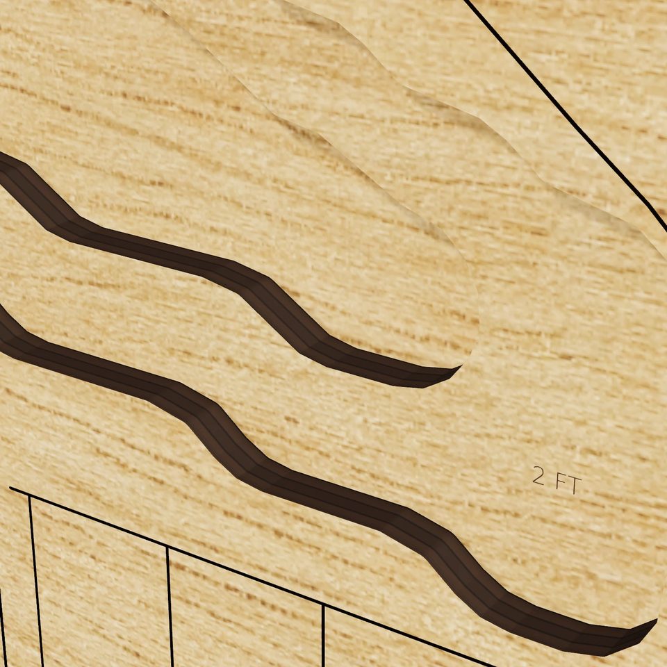Sloan's Lake 3D wood map, detail view