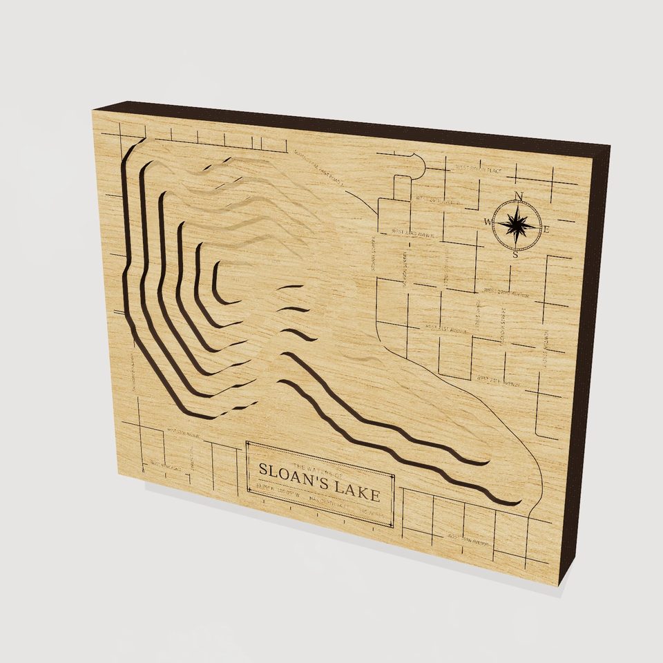 Sloan's Lake 3D wood map, hero view