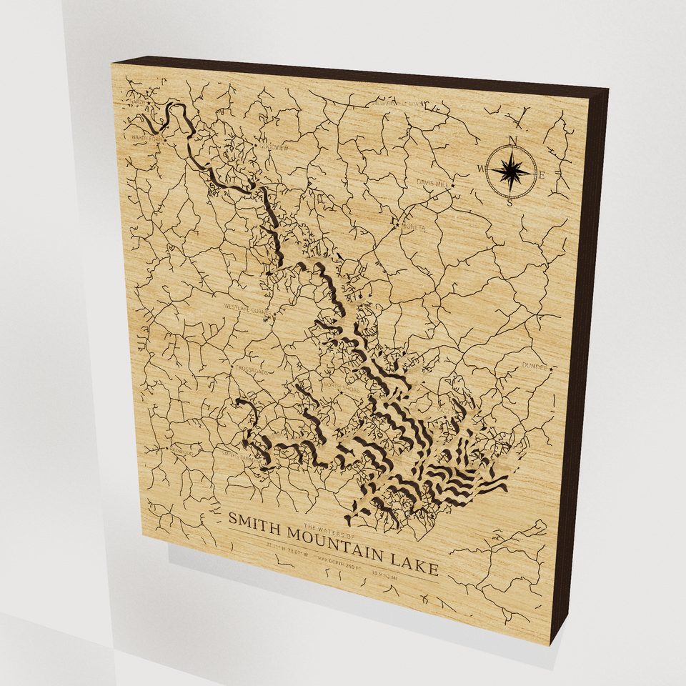 Smith Mountain Lake 3D wood map, hero view