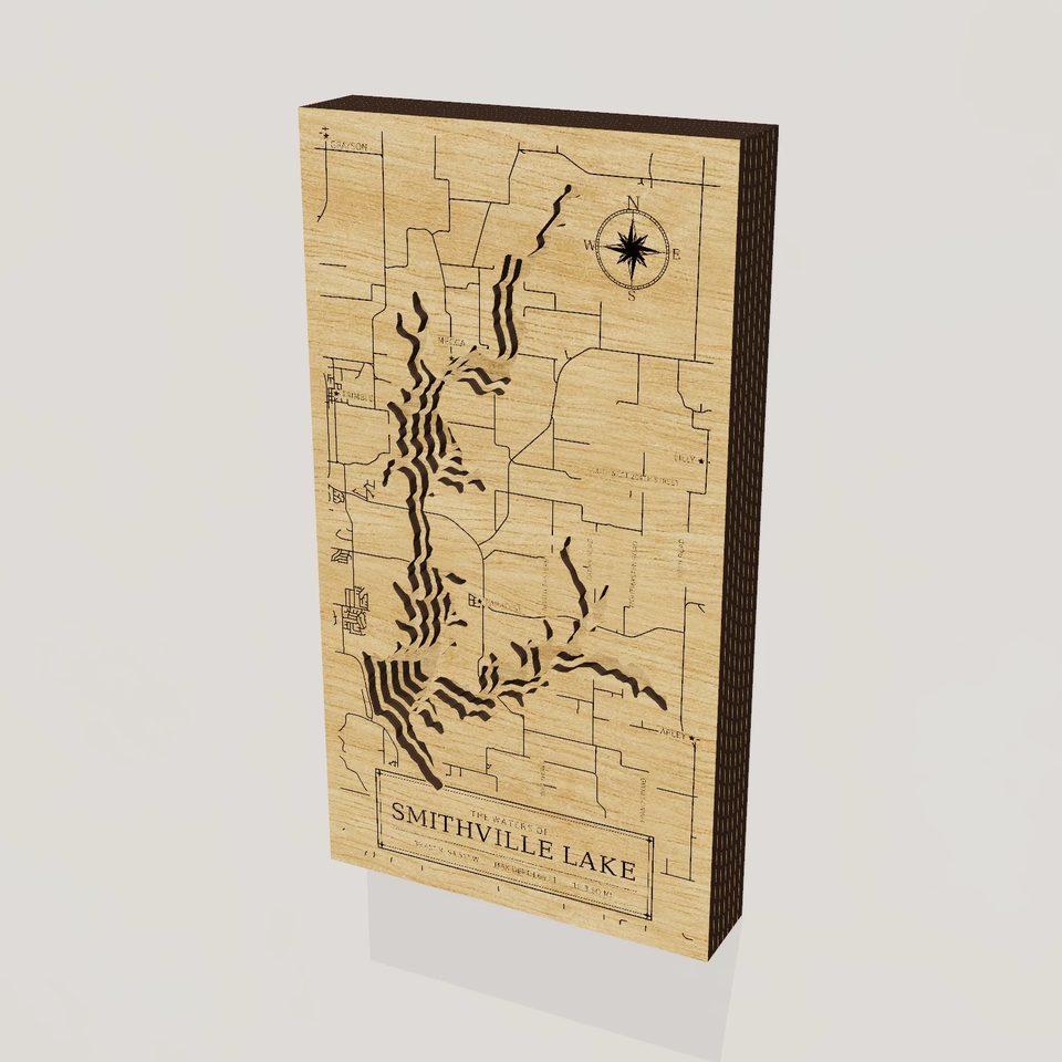 Smithville Lake 3D wood map, hero view