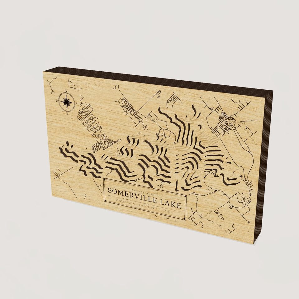 Somerville Lake 3D wood map, hero view