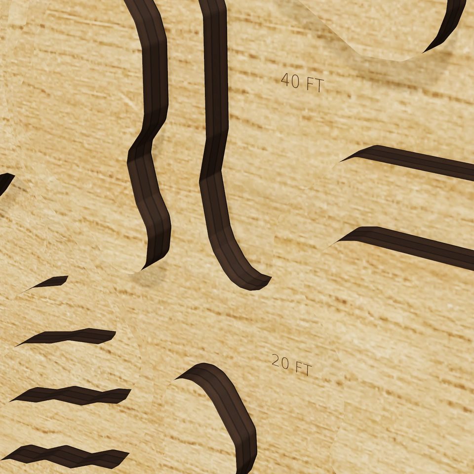 South Center Lake 3D wood map, detail view