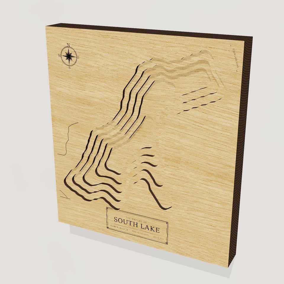 South Lake 3D wood map, hero view