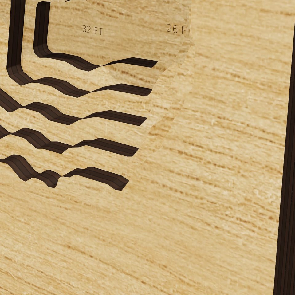 South Lindstrom Lake 3D wood map, detail view
