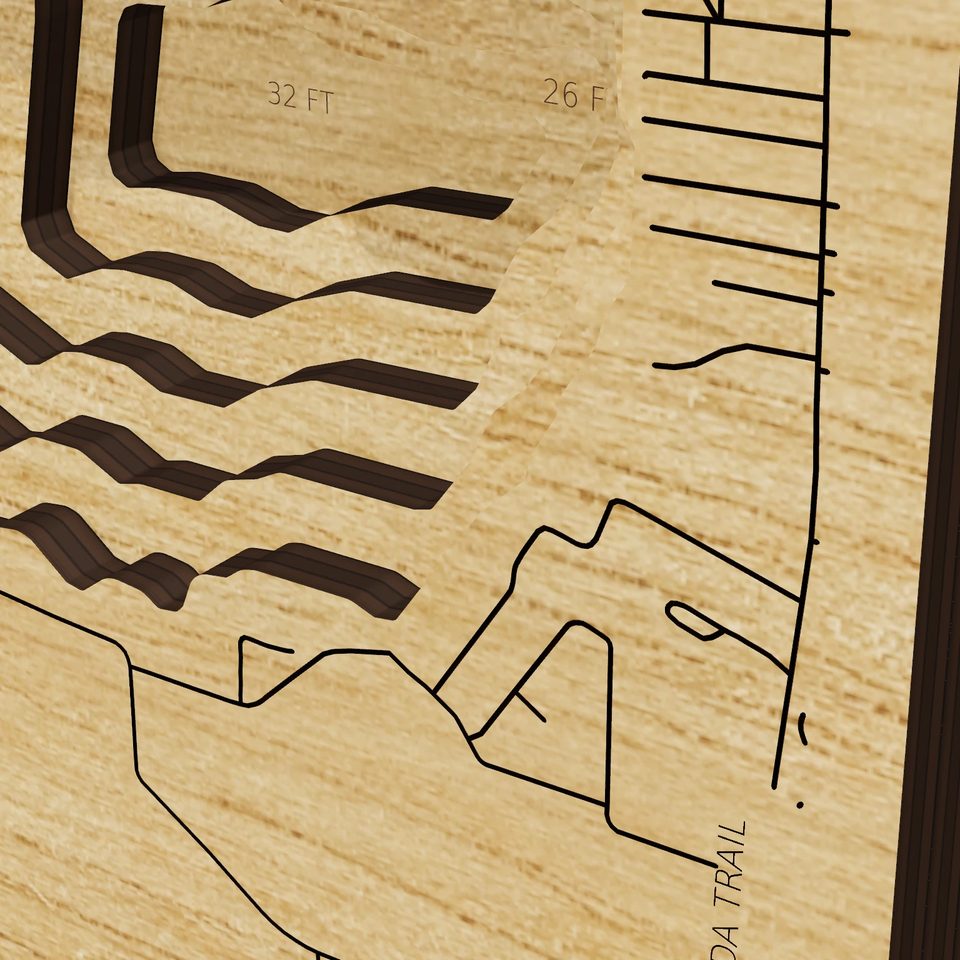 South Lindstrom Lake 3D wood map, detail view