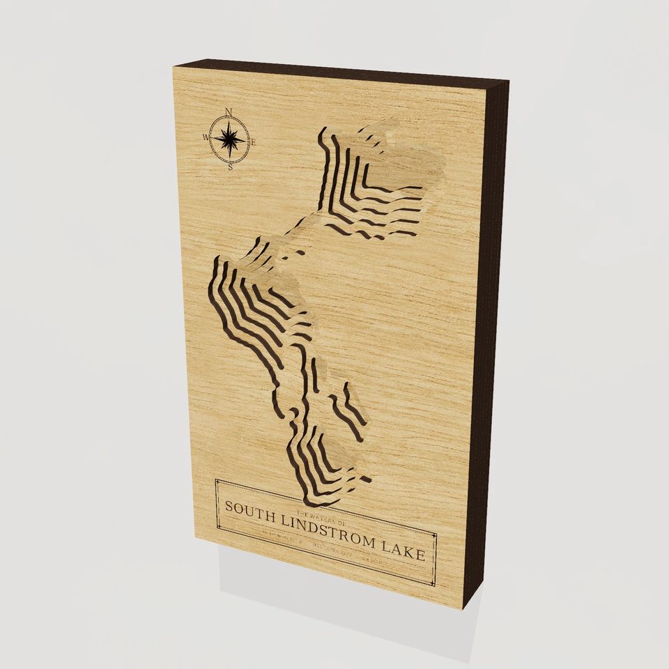 South Lindstrom Lake 3D wood map, hero view