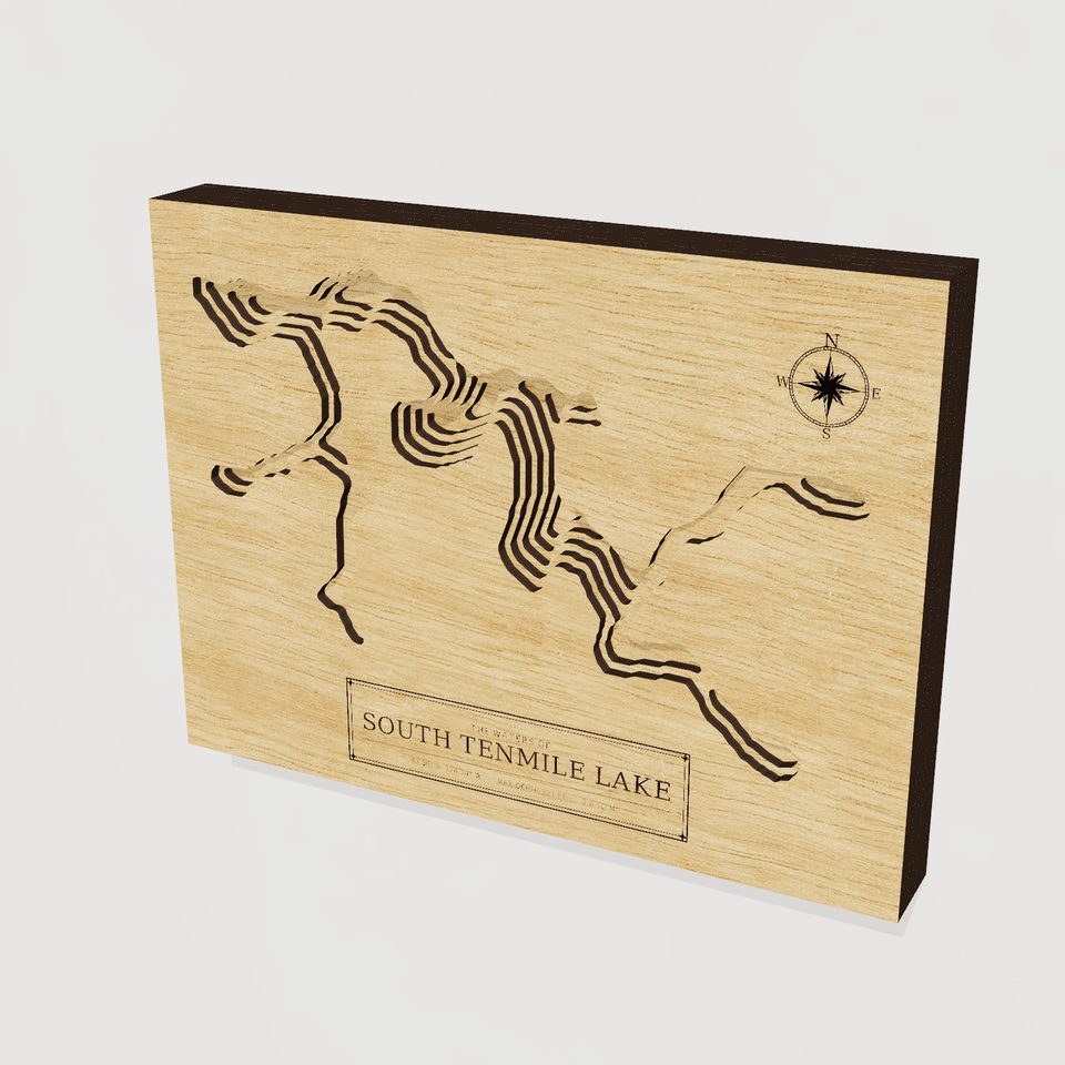 South Tenmile Lake 3D wood map, hero view