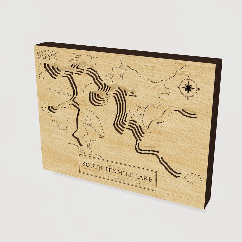 South Tenmile Lake 3D wood map, hero view
