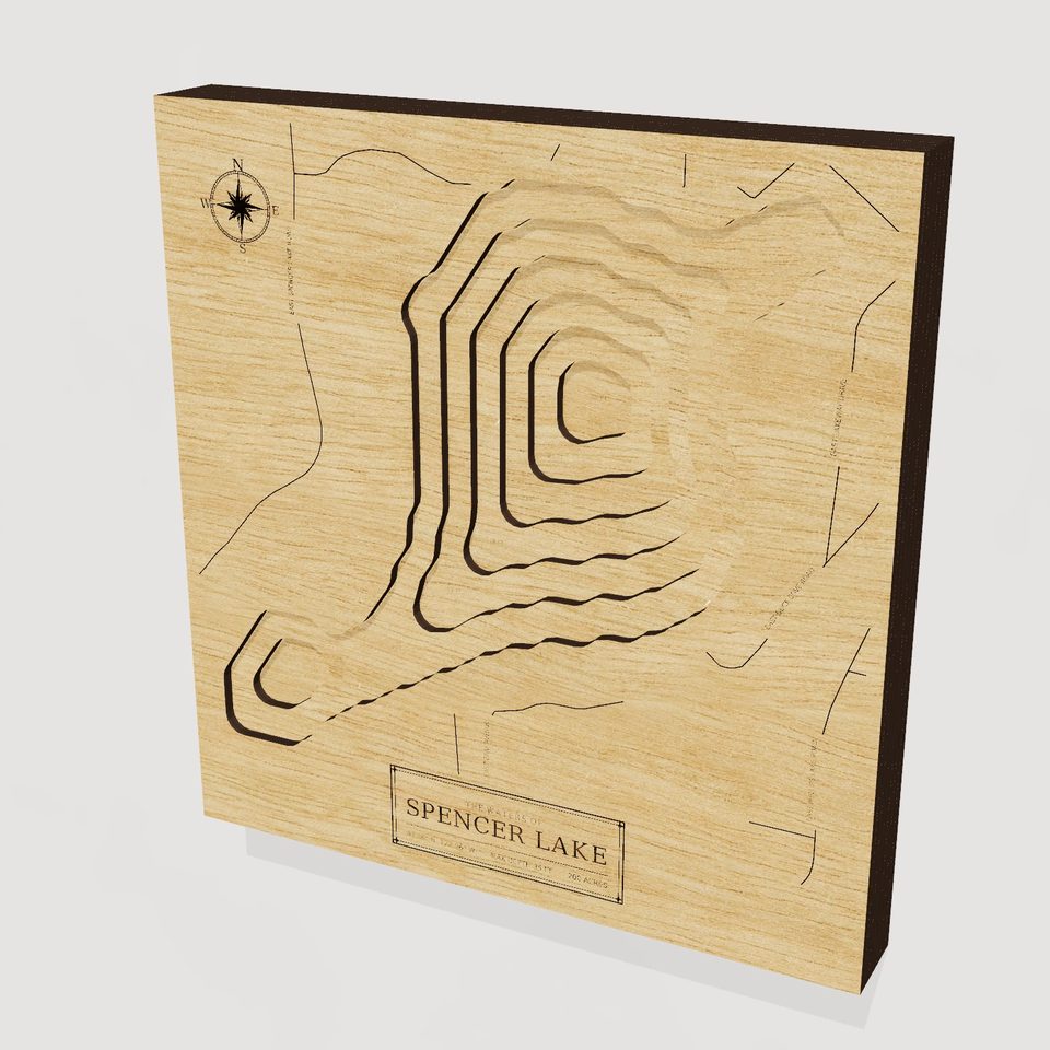 Spencer Lake 3D wood map, hero view