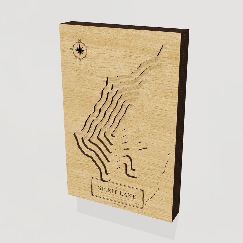 Spirit Lake 3D wood map, hero view