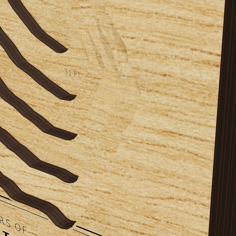 Spirit Lake 3D wood map, detail view