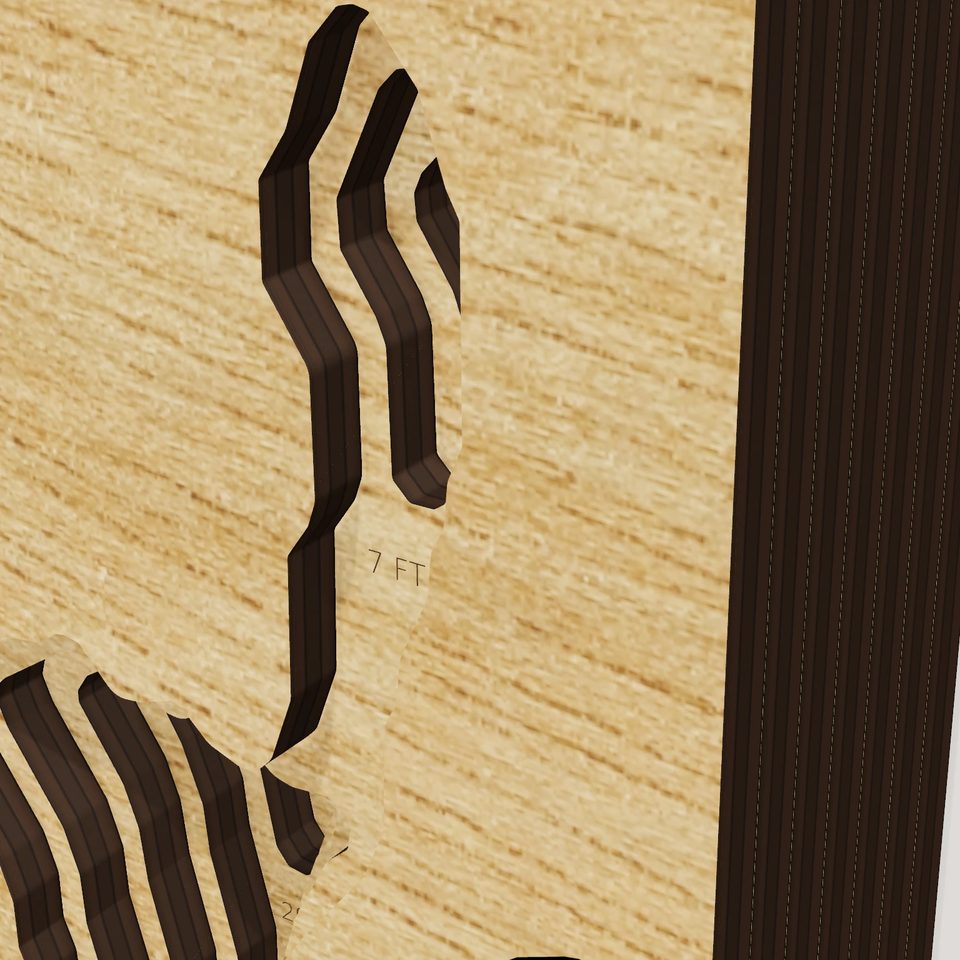 Splitrock Reservoir 3D wood map, detail view