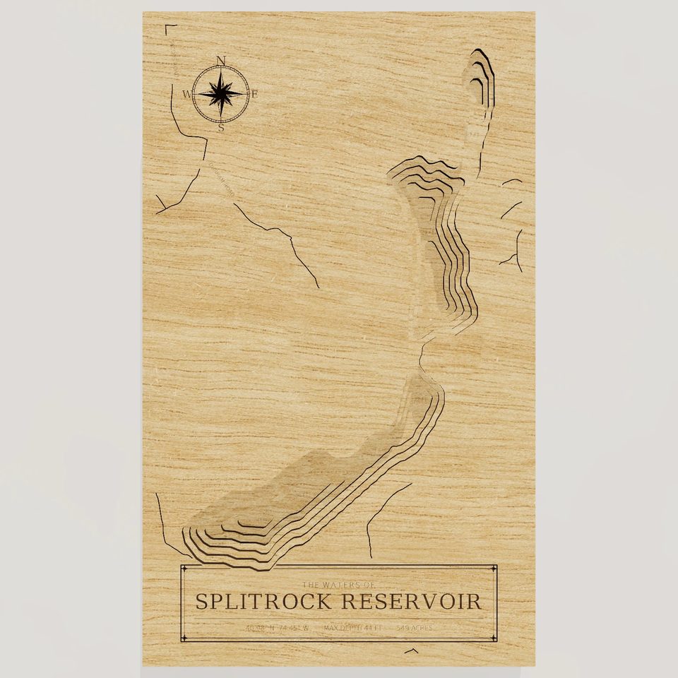 Splitrock Reservoir 3D wood map, front view