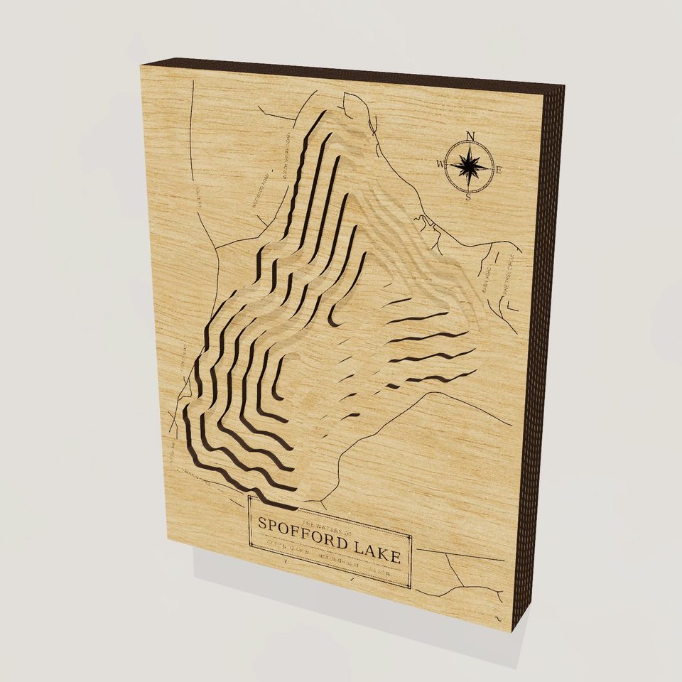 Spofford Lake 3D wood map, hero view