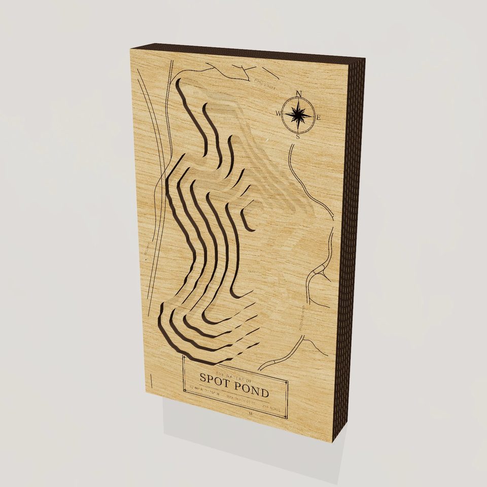 Spot Pond 3D wood map, hero view