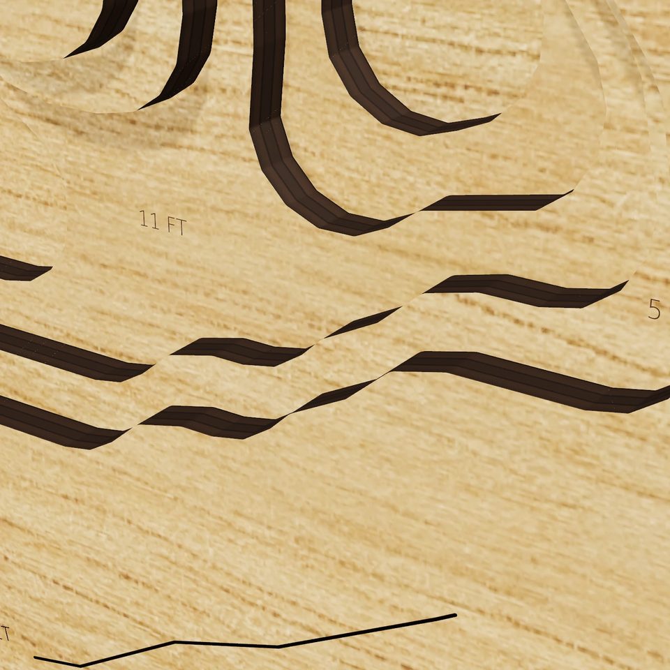 Spring Lake 3D wood map, detail view