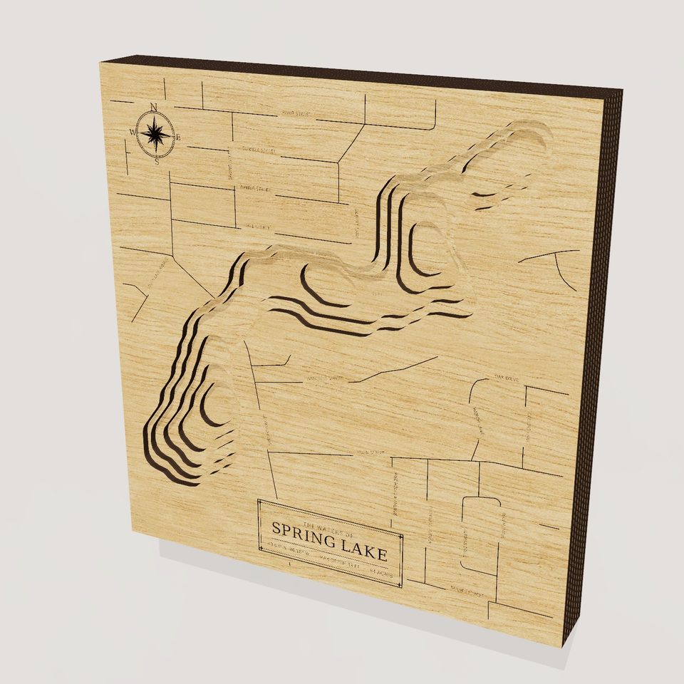 Spring Lake 3D wood map, hero view