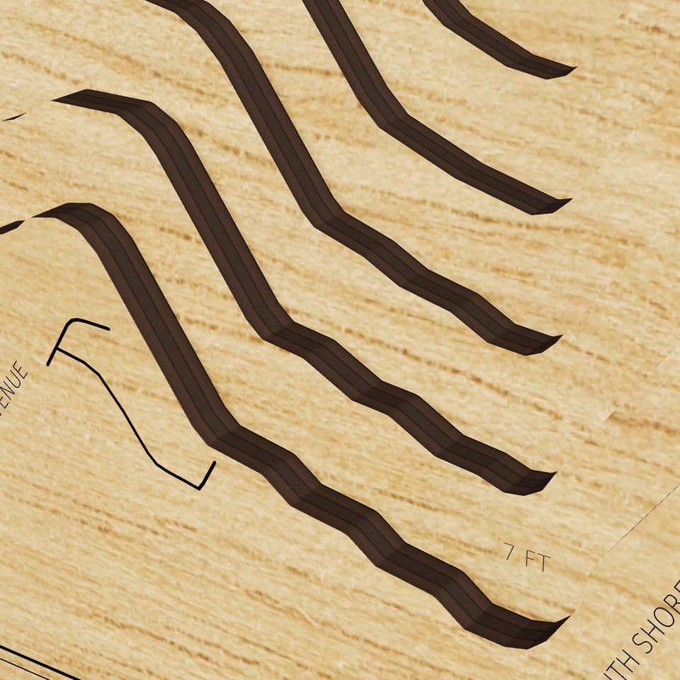 Spring Lake 3D wood map, detail view