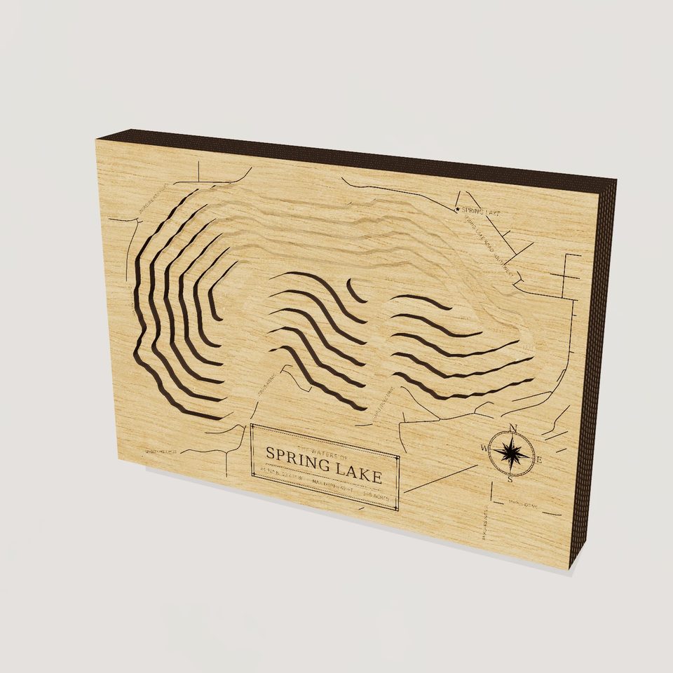Spring Lake 3D wood map, hero view