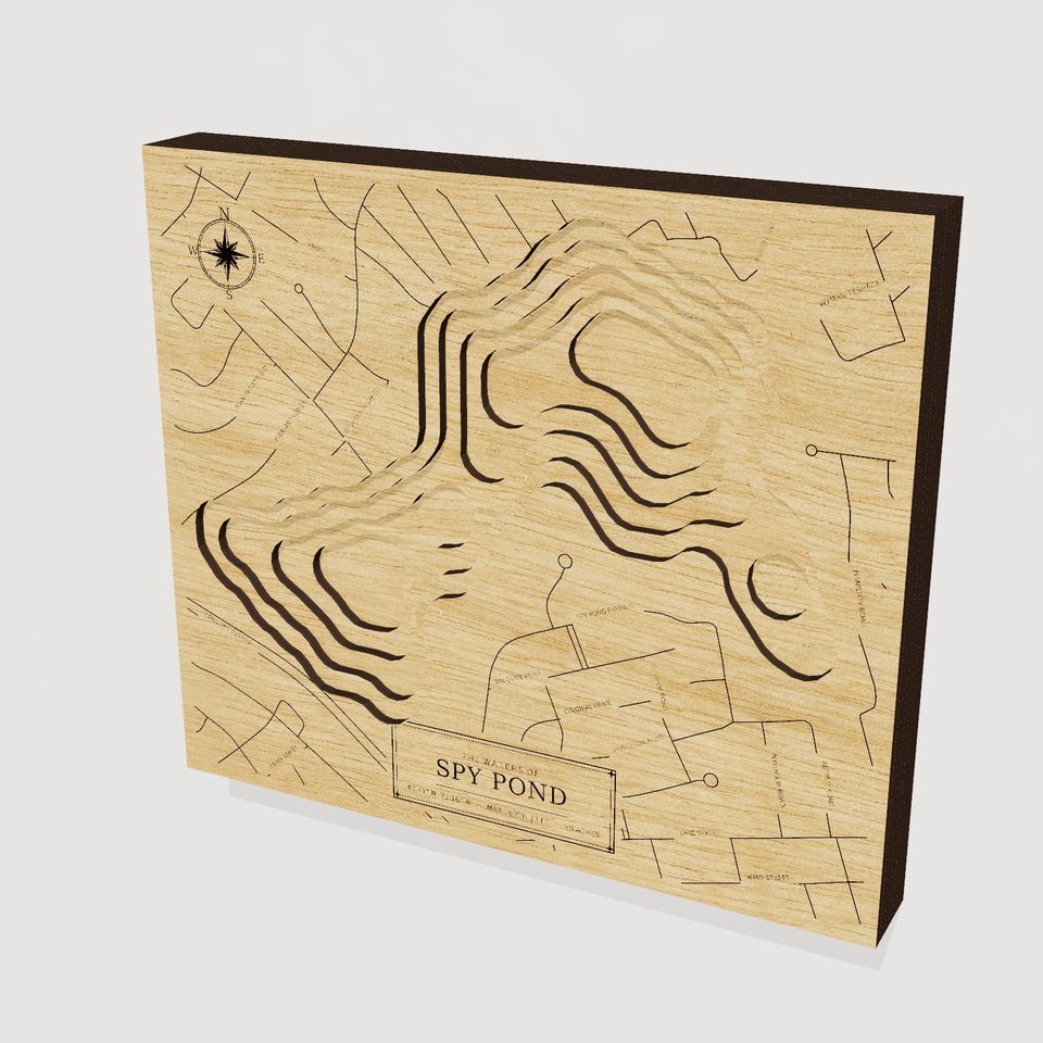 Spy Pond 3D wood map, hero view