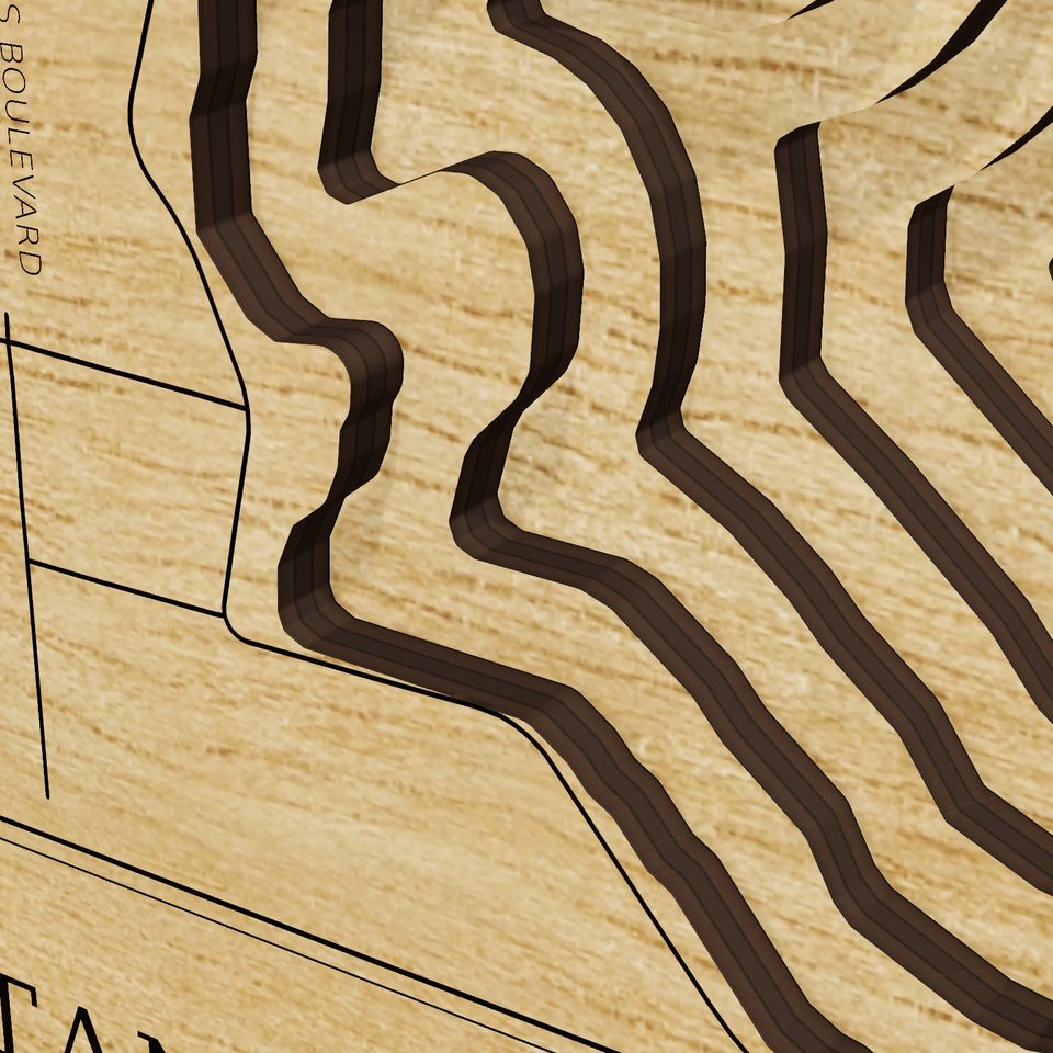 Stanley Draper Lake 3D wood map, detail view