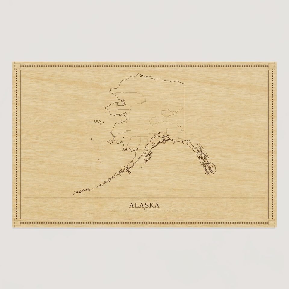 Alaska map, front view