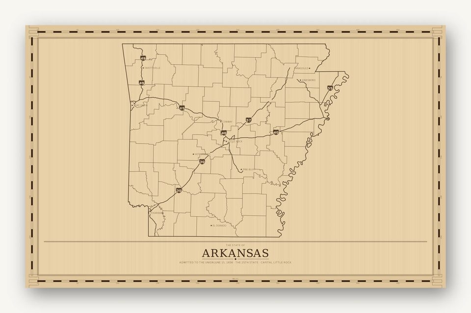 Arkansas map, card view