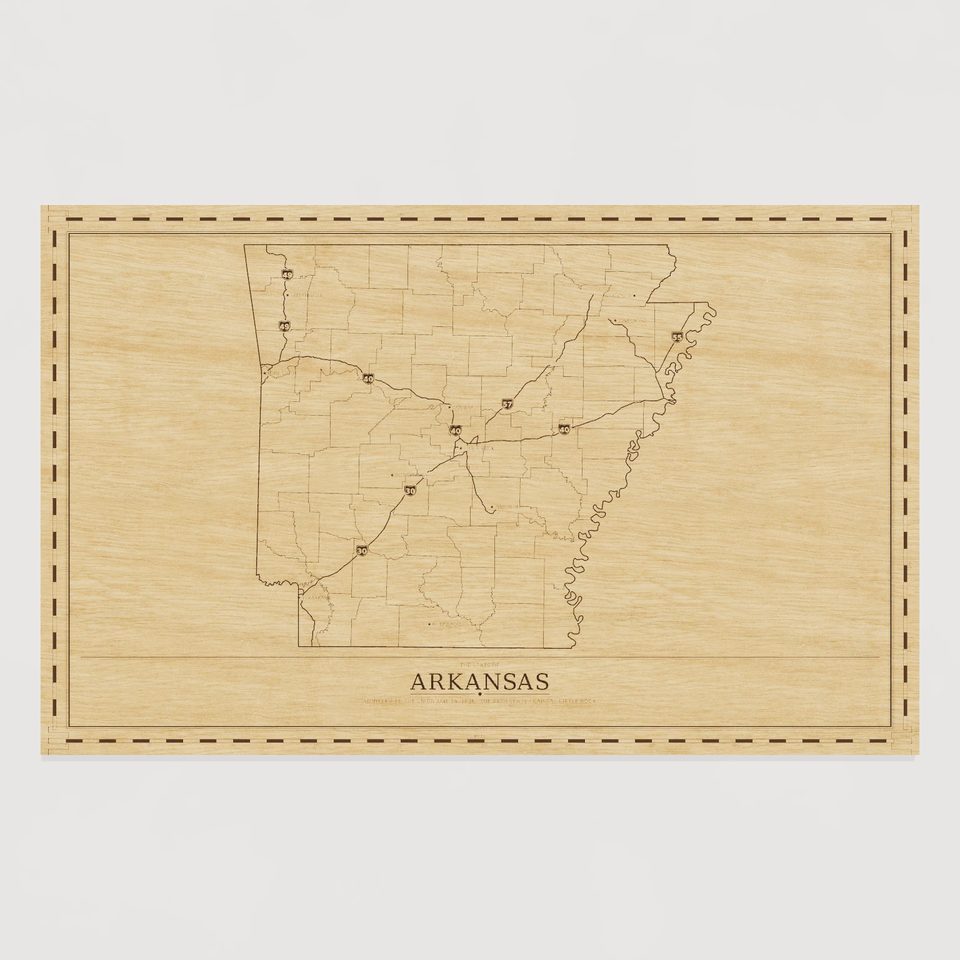 Arkansas map, front view