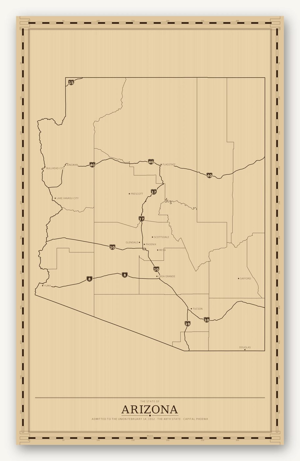Arizona map, card view