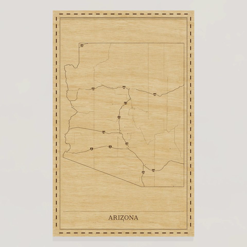 Arizona map, front view