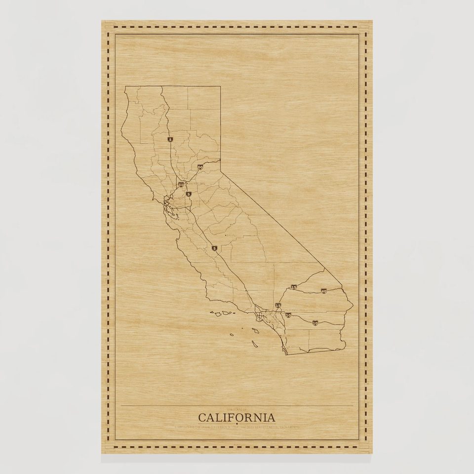 California map, front view