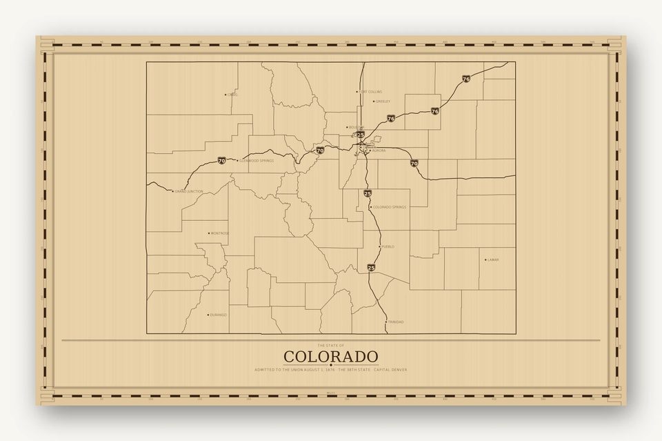 Colorado map, card view