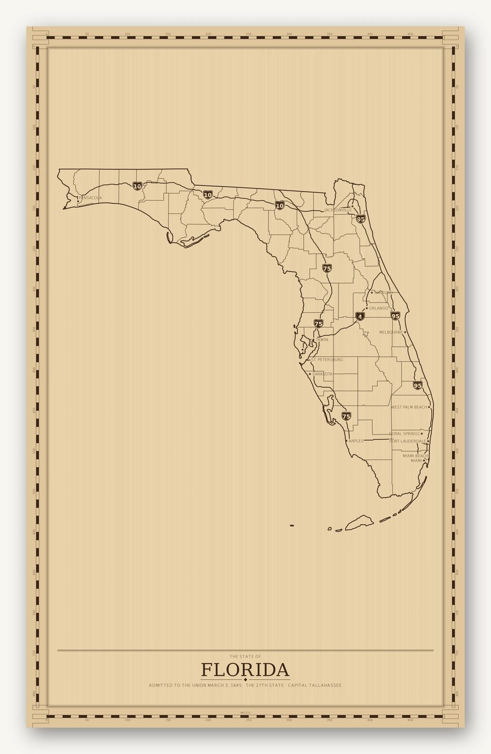 Florida map, card view