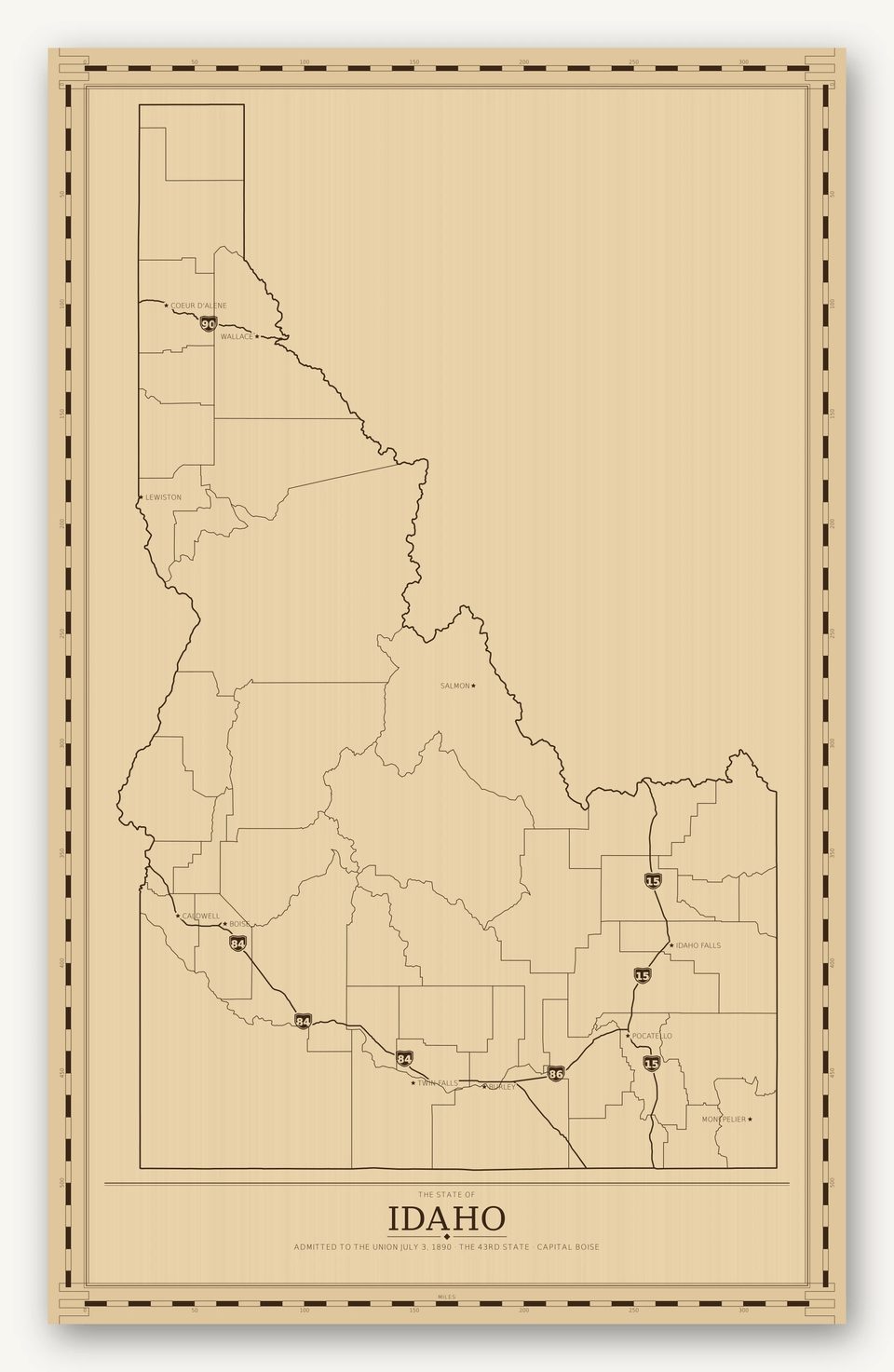 Idaho map, card view