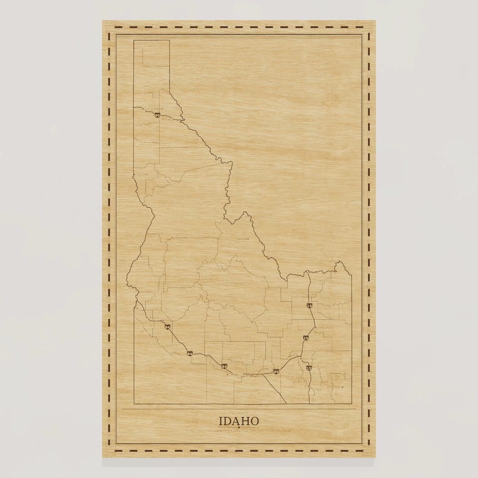 Idaho map, front view