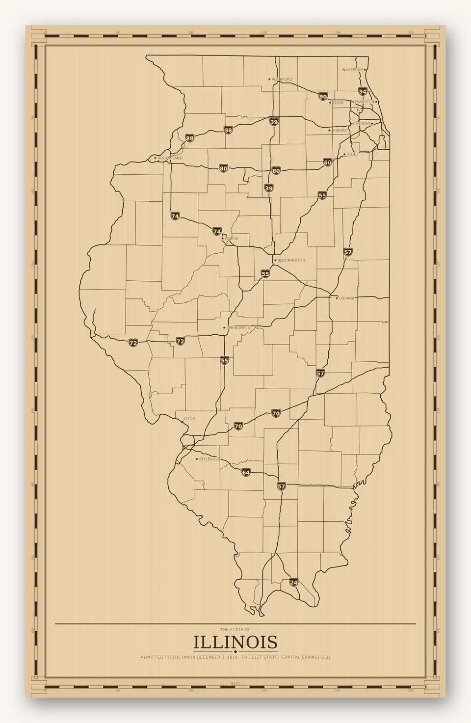 Illinois map, card view